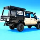 STEEL TRAY AND 1000mm CANOPY ON TOYOTA LC79 - WITH ROOF RACK