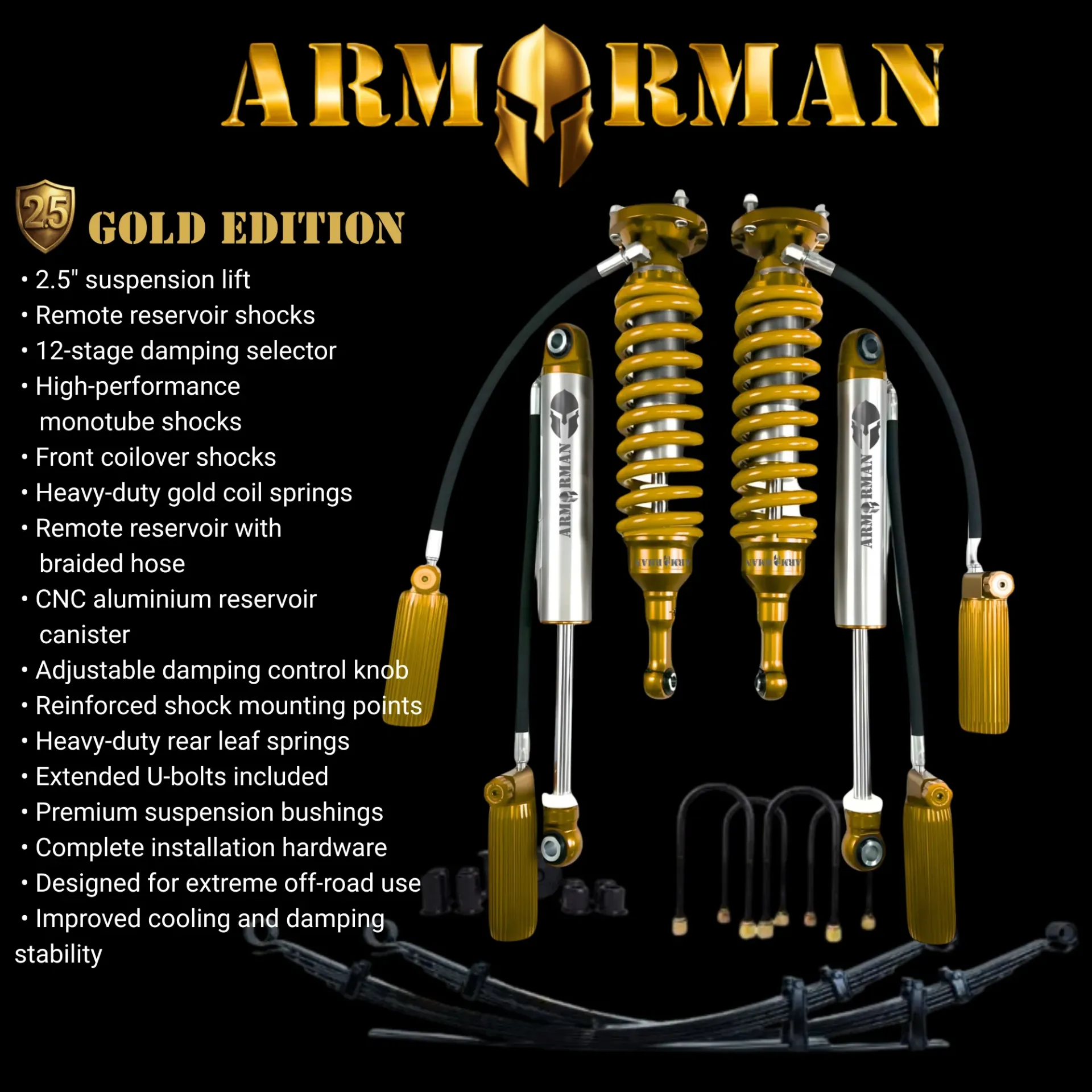 ArmorMan Suspension Gold Edition 2.5-inch Lift Kit – Ford Ranger PXI, PXII, PXIII